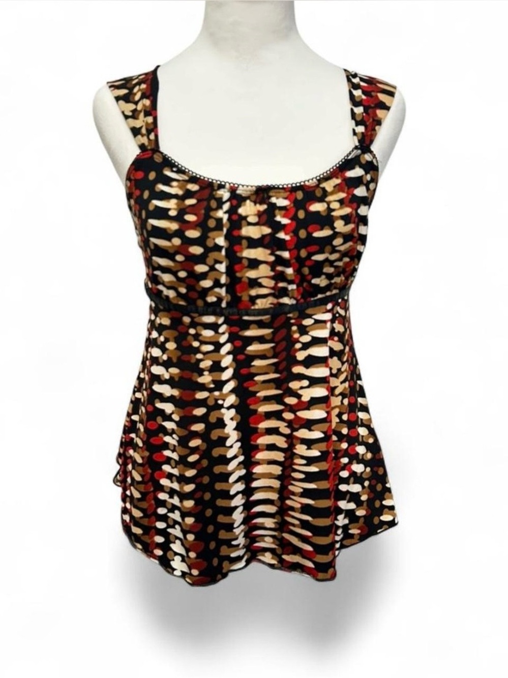 BCX Babydoll Printed Tank Top With Tie Back